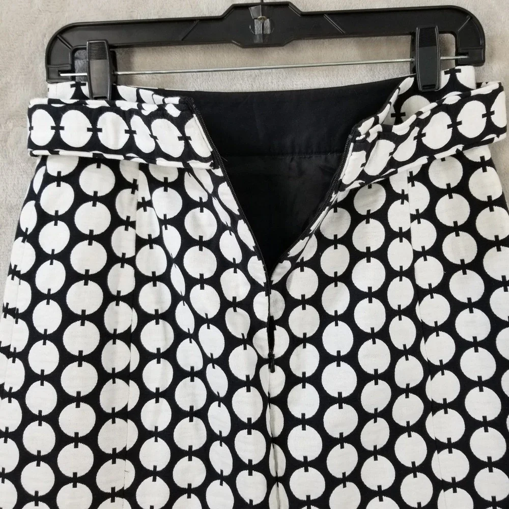 Tory Burch Pencil Skirt Women 4 Mod Polka Dot Belted Logo Button Lined‎ Office